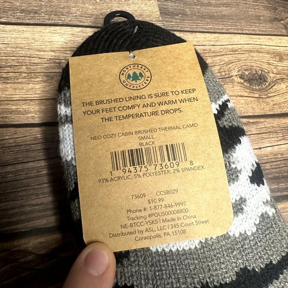 NWT Northeast Outfitters Youth Cozy Cabin Socks Brushed Thermal Size S (Black) - Picture 8 of 9
